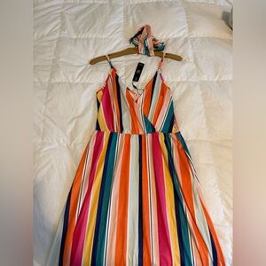 NWT Ouges Colorful Striped Maxi Dress